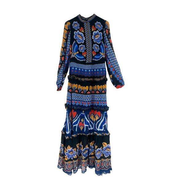 Anthropologie Farm Rio Ainika Sparkle Long Sleeve Maxi Dress- Size Medium - Picture 1 of 14